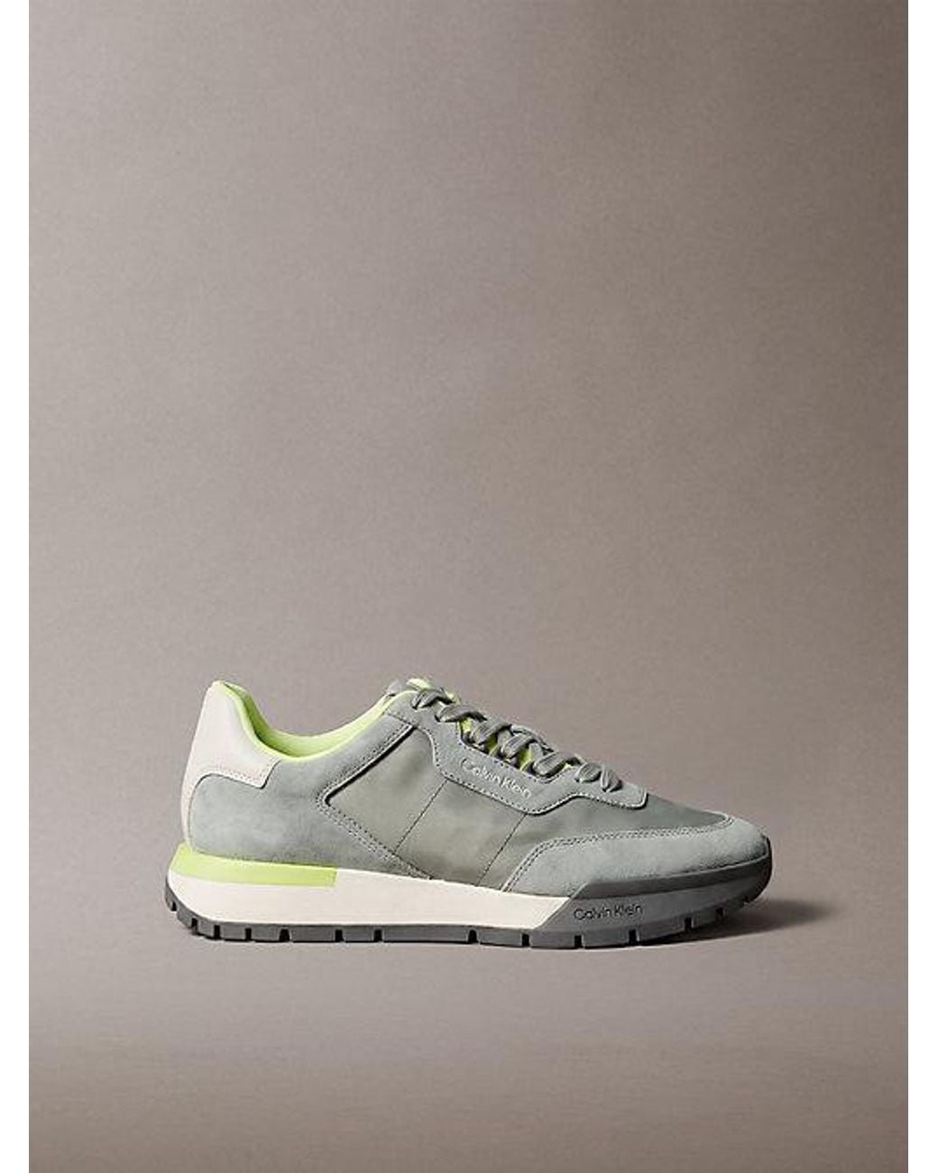 Calvin Klein Gray Suede Signature Runner Trainers for men