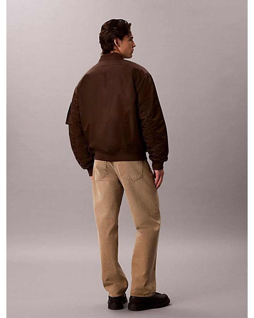 Calvin Klein Brown Jeans Nylon Bomber Jacket for men
