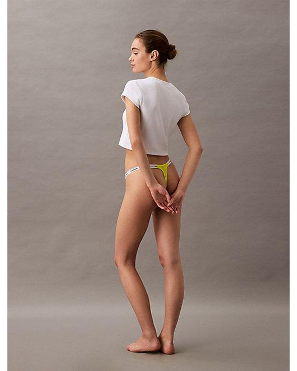 Calvin Klein Brown Dipped String Thong Icon Logo