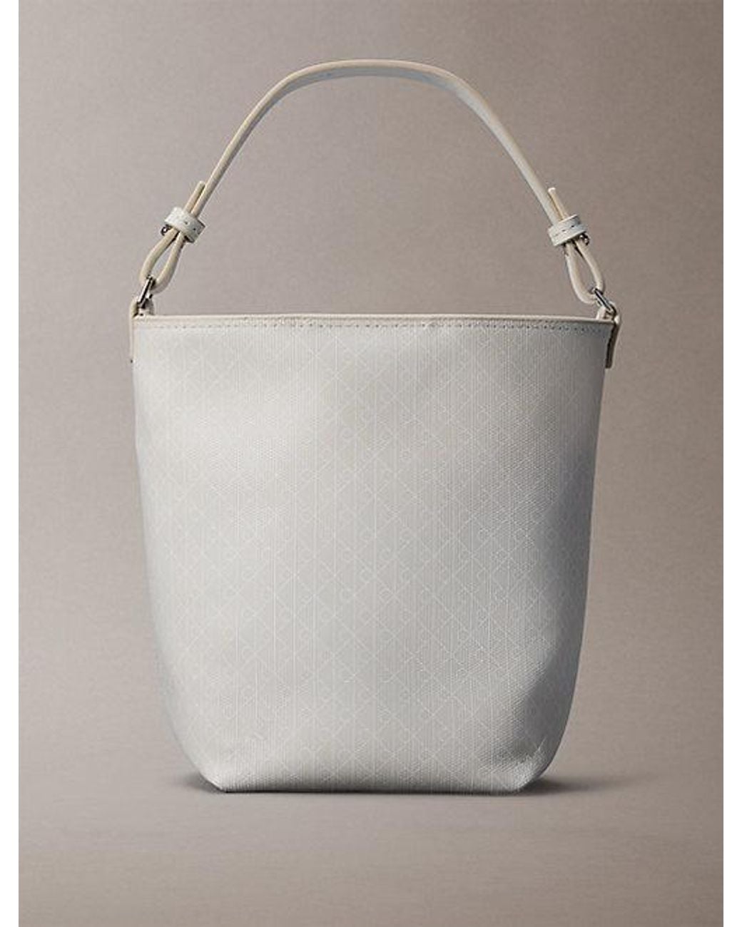 Calvin Klein Gray Allover Emblem Logo Bucket Bag