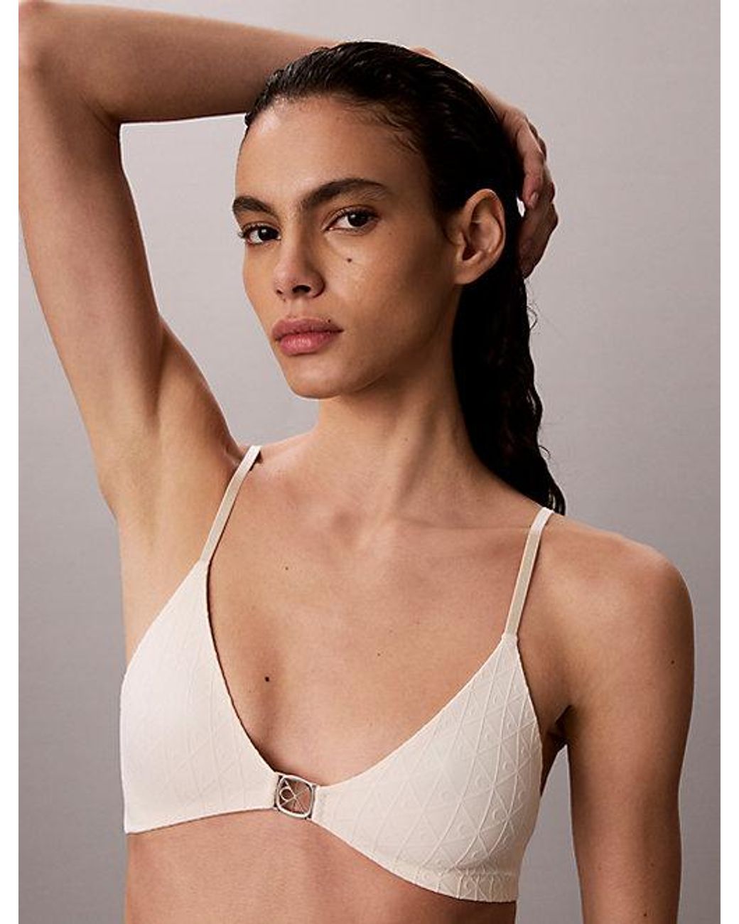 Calvin Klein Brown Unlined Triangle Bra Minimalist Emblem