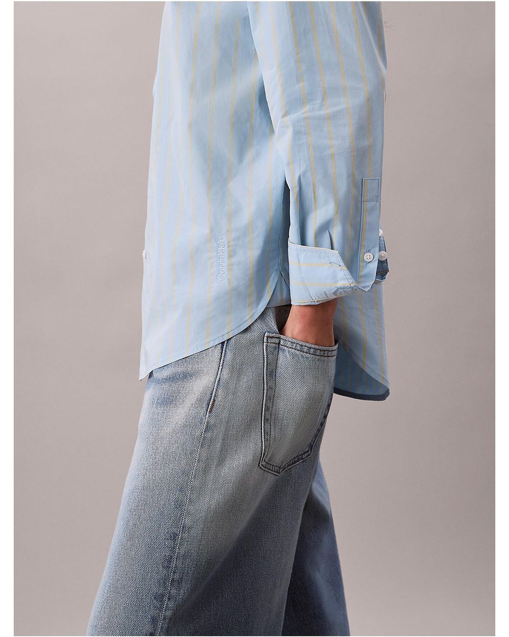 Calvin Klein Blue Striped Button-Up Shirt