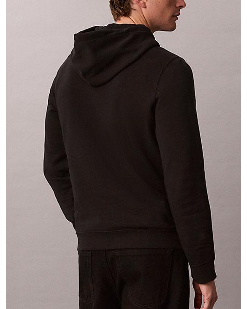 Calvin Klein Black Jeans Cotton Terry Logo Hoodie for men