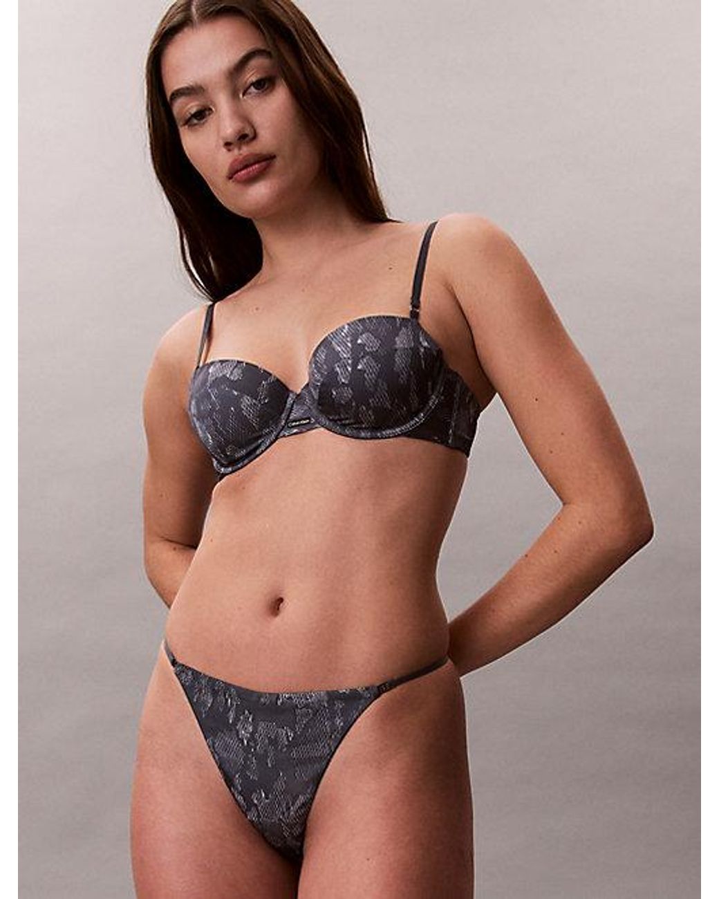 Calvin Klein Brown String Thong Minimalist Satin