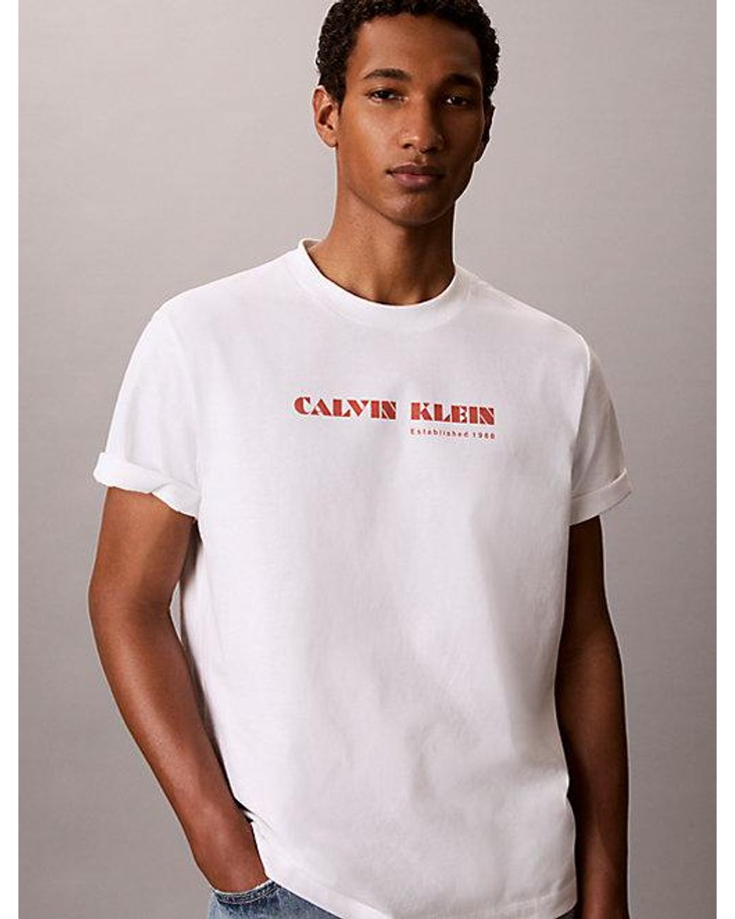 Calvin Klein Blue Jeans Relaxed Logo T-Shirt for men