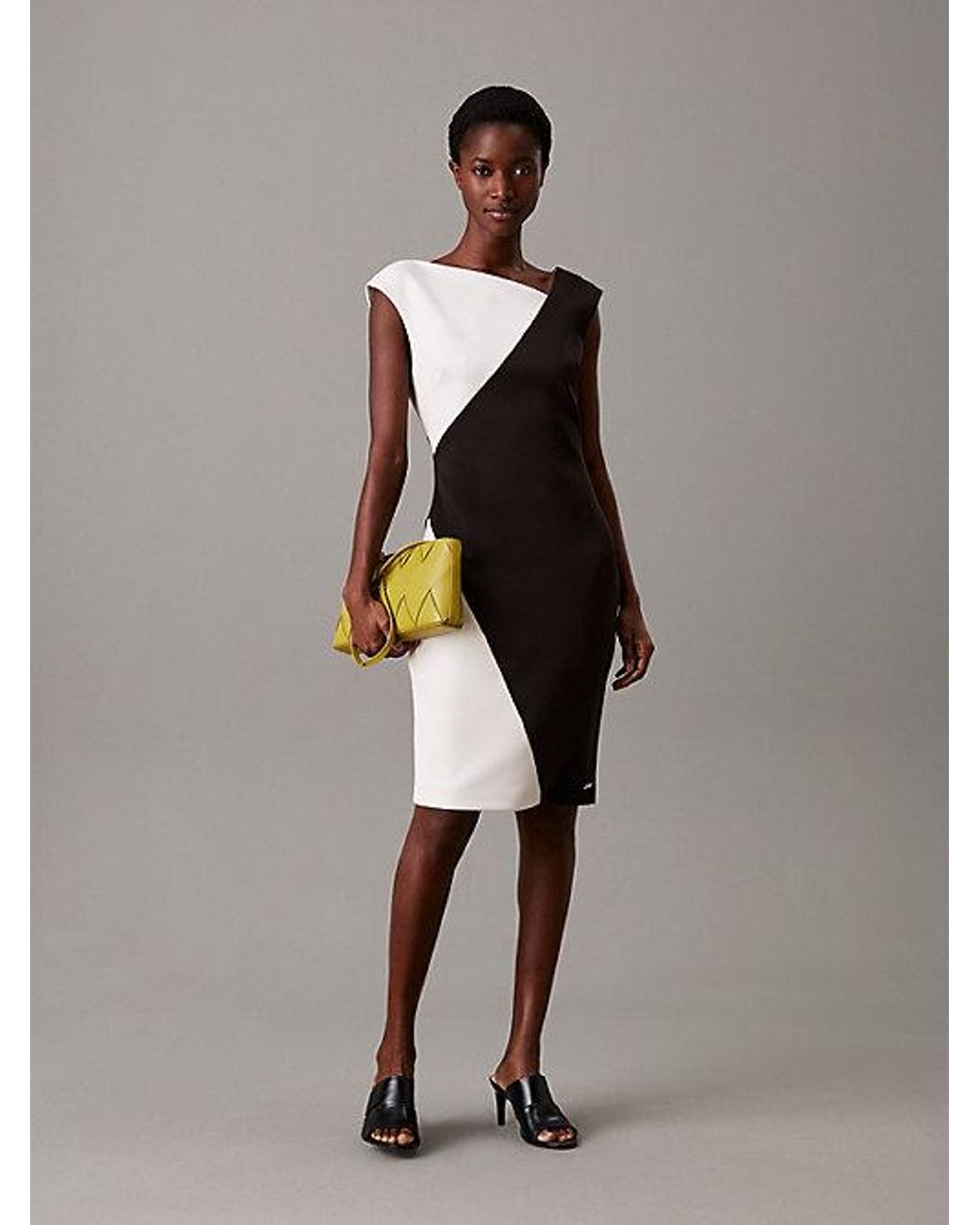 Calvin Klein Gray Slim Colourblock Dress