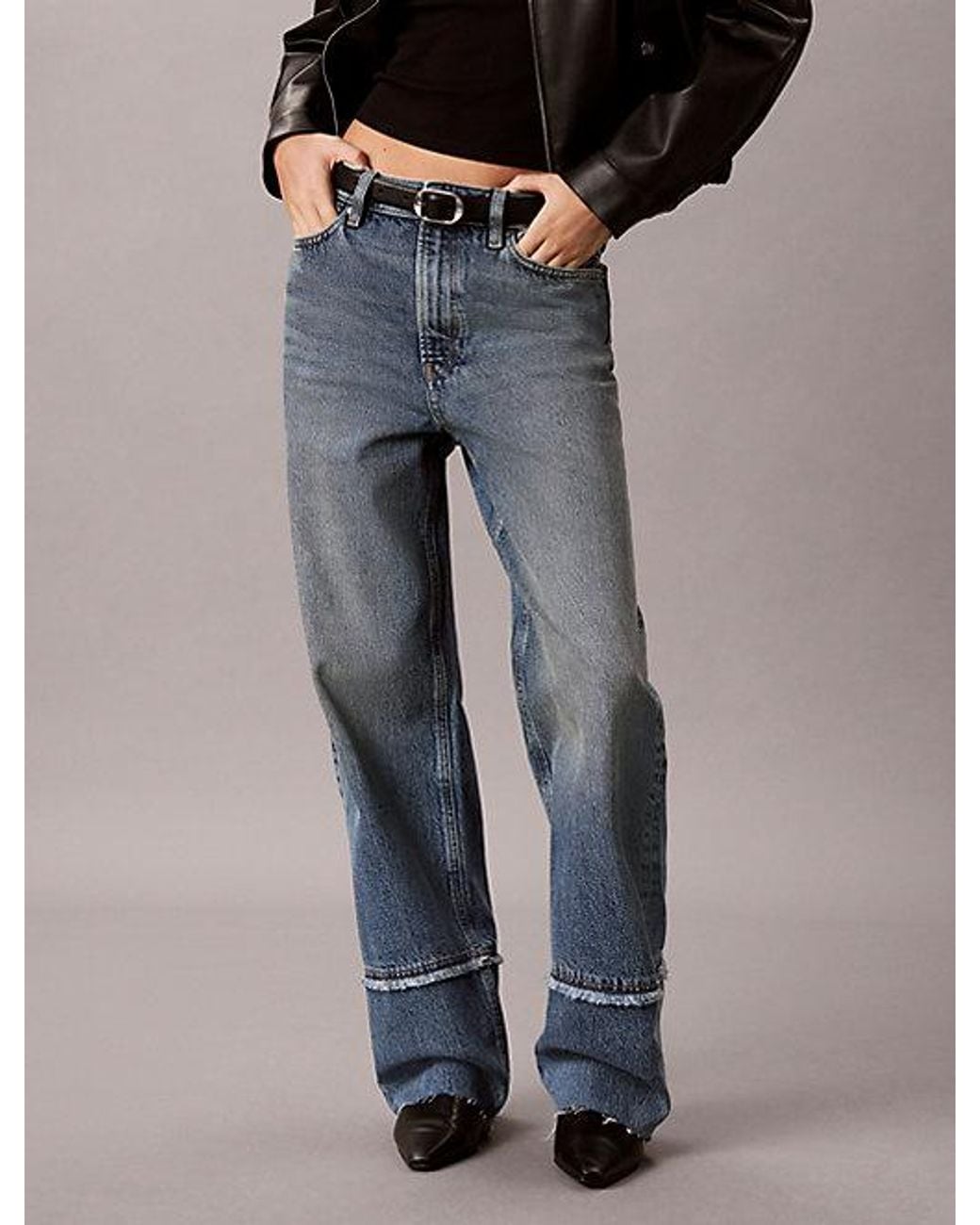 Calvin Klein Multicolor Jeans High Rise Loose Raw Hem Jeans