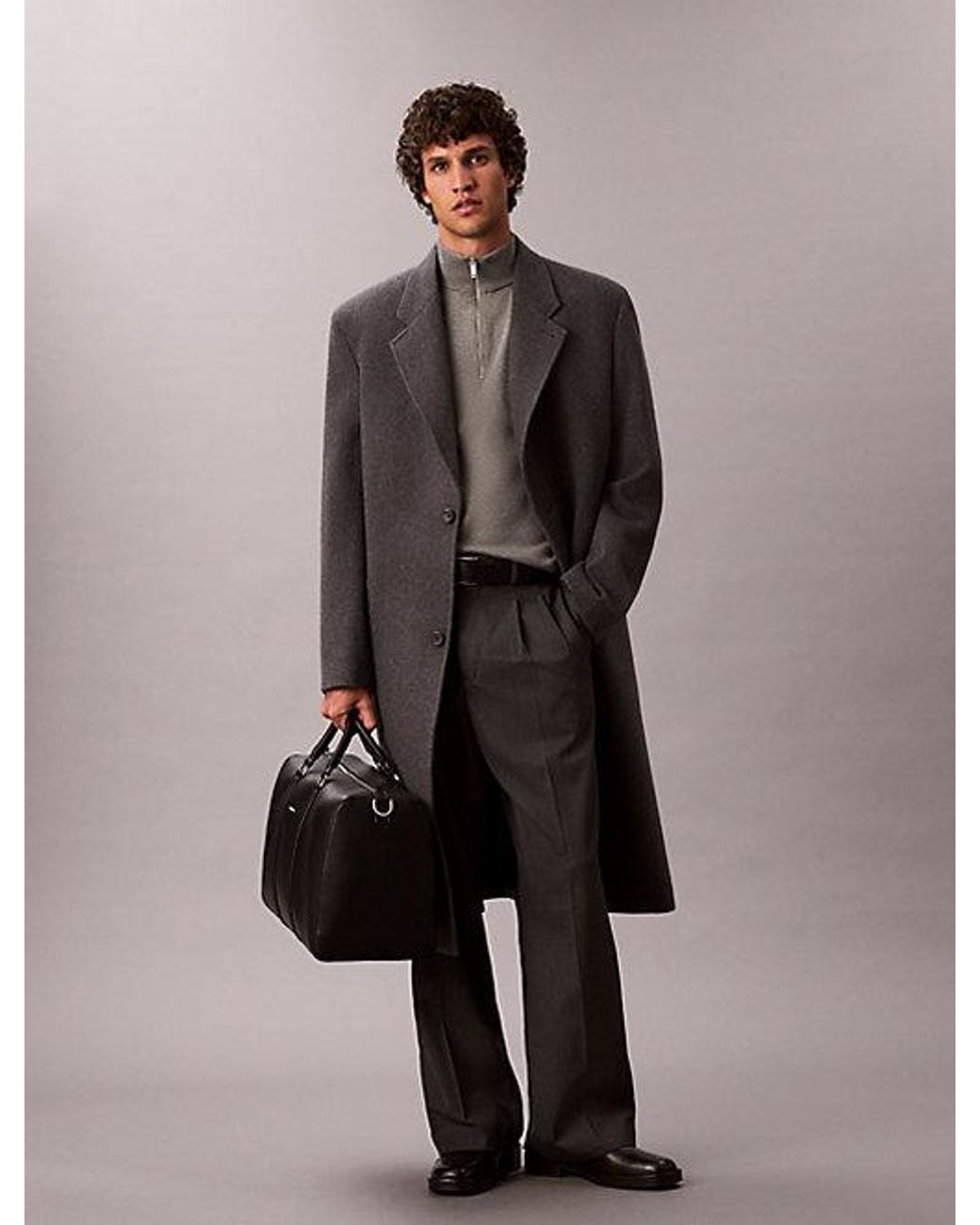 Calvin Klein Gray Micro Pebble Commuter Duffle Bag for men