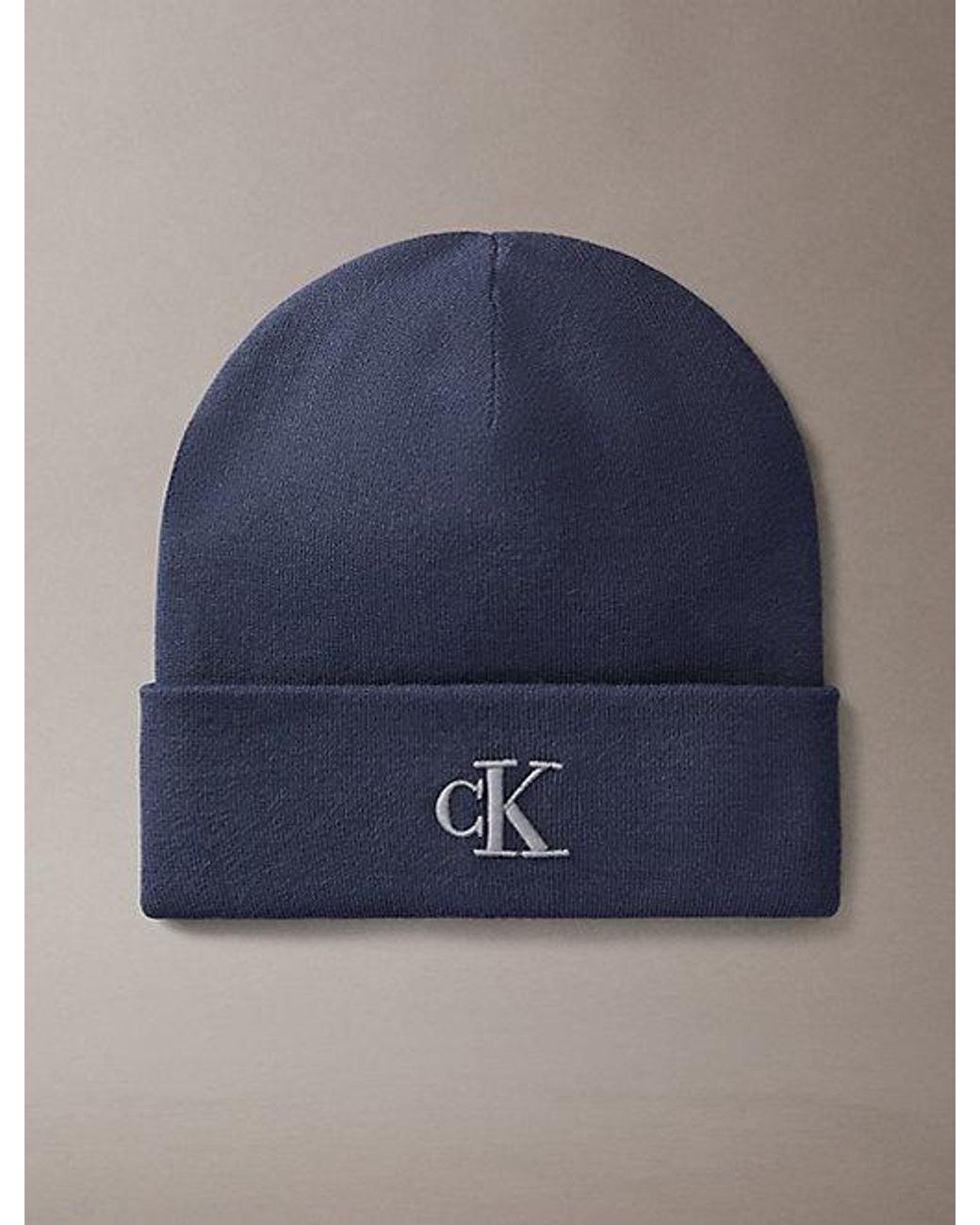 Calvin Klein Blue Signature Logo Beanie for men