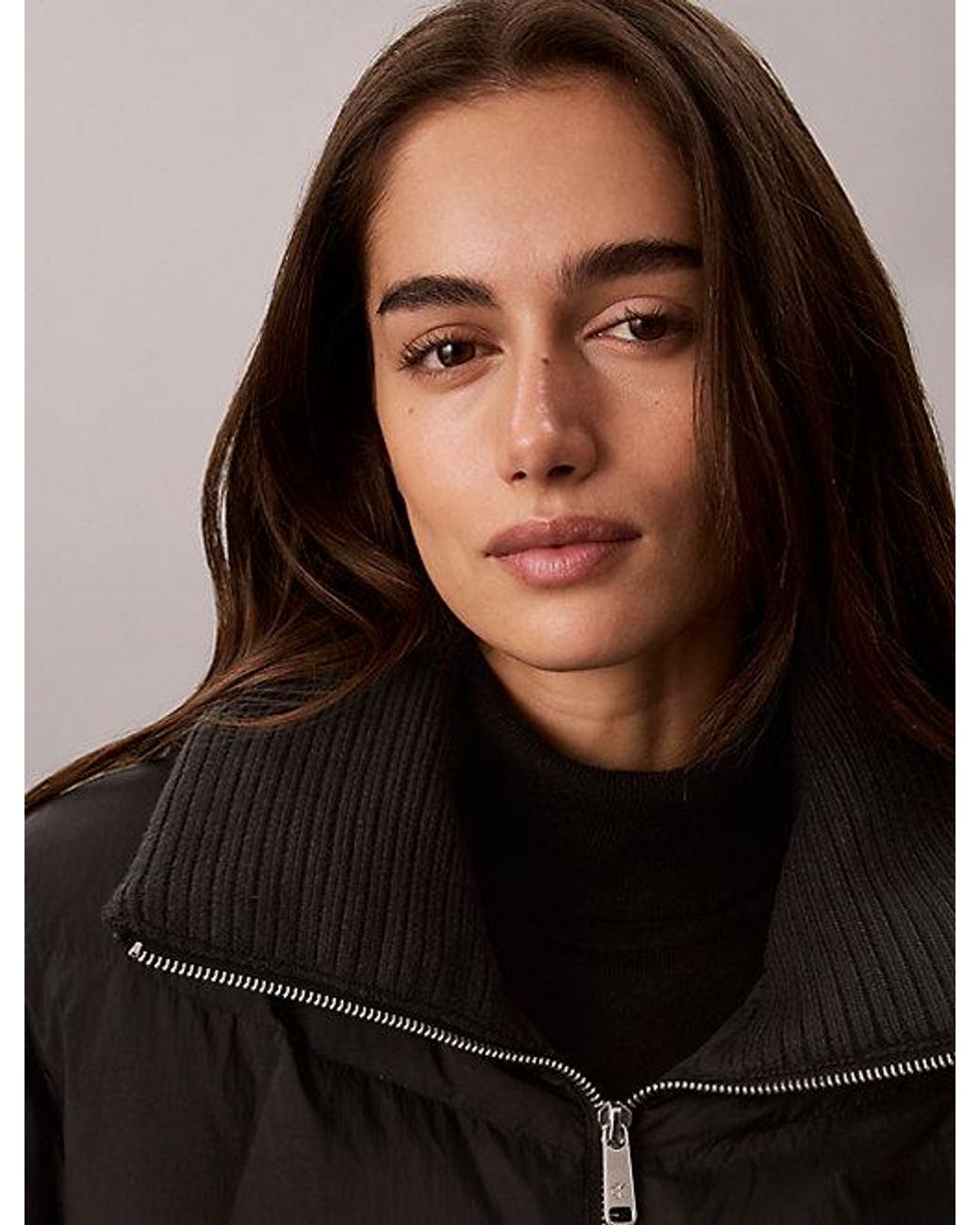 Calvin Klein Black Jeans Short Down Puffer Jacket