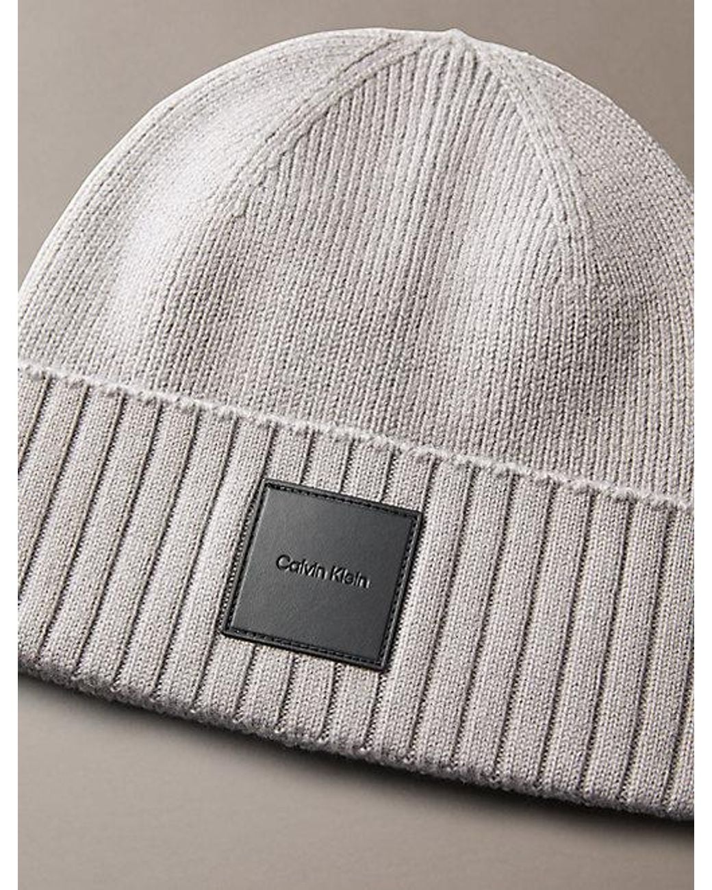 Calvin Klein Gray Wool Cashmere Blend Beanie for men