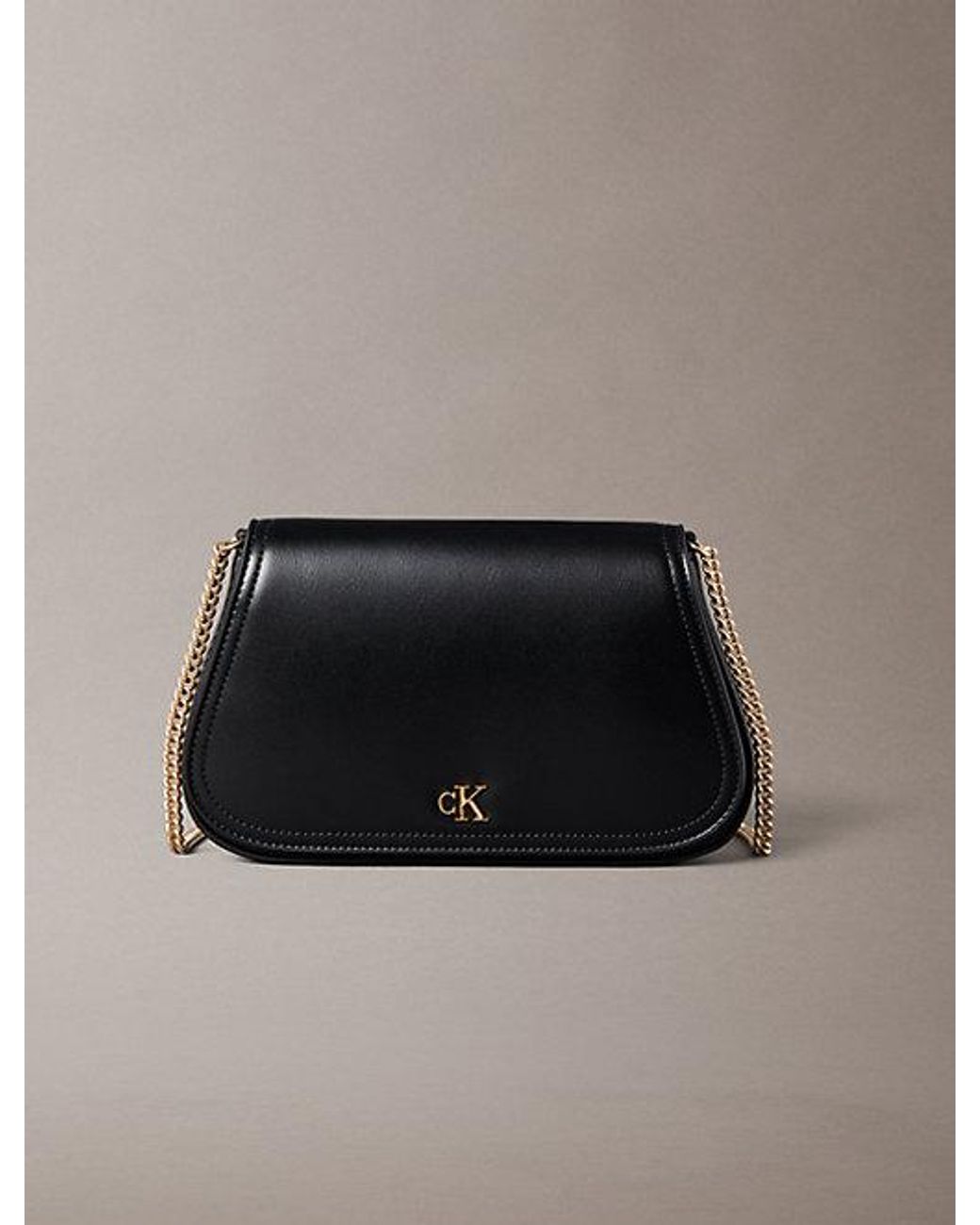 Calvin Klein Black Monogram Hardware Chain Shoulder Bag
