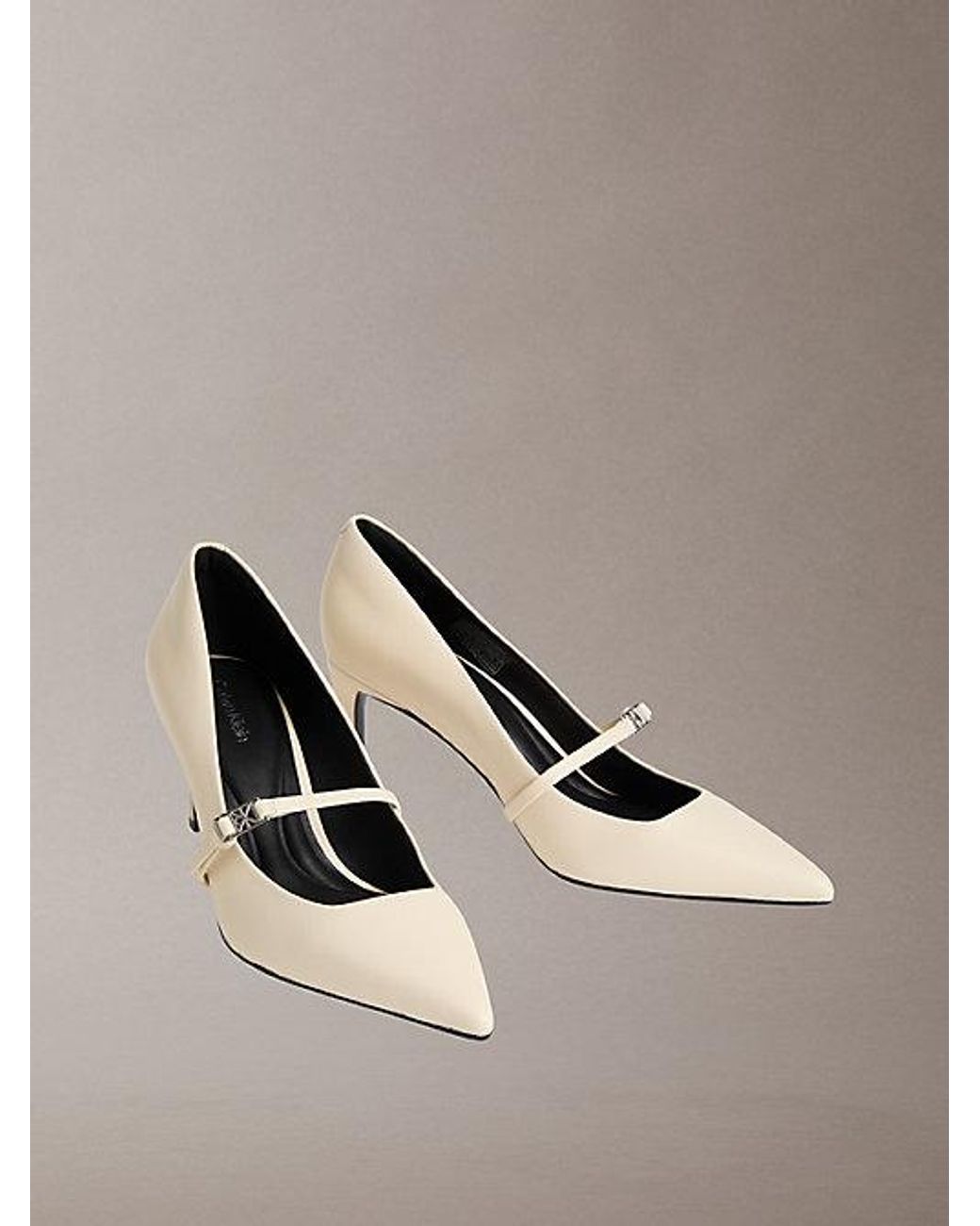 Calvin Klein Natural Peggy Leather Mary Jane Stiletto Pumps