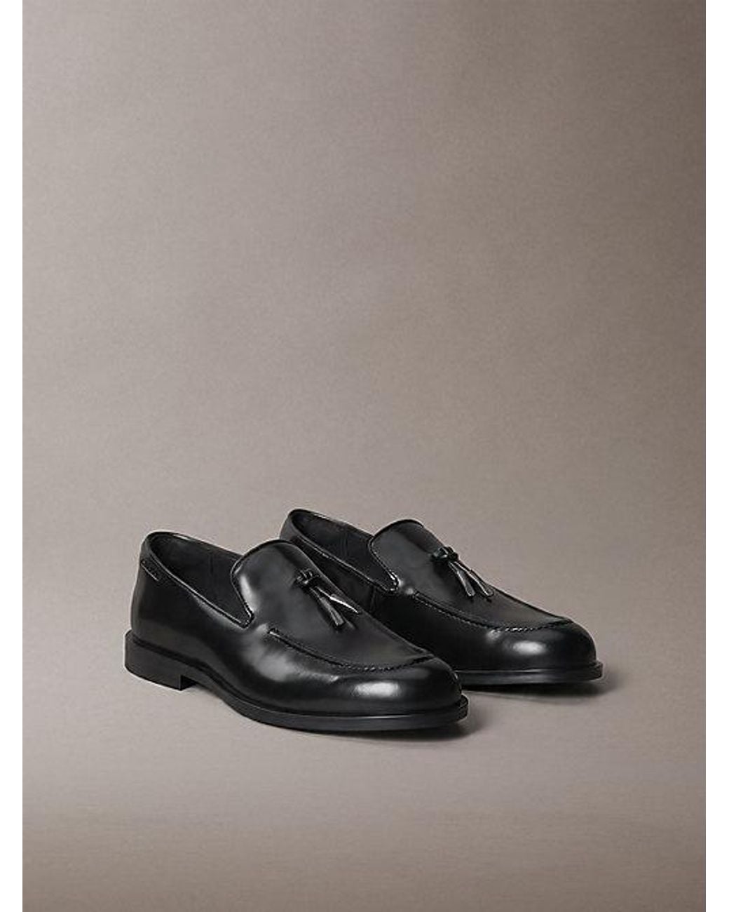 Calvin Klein Gray Theo Leather Tassle Loafers for men