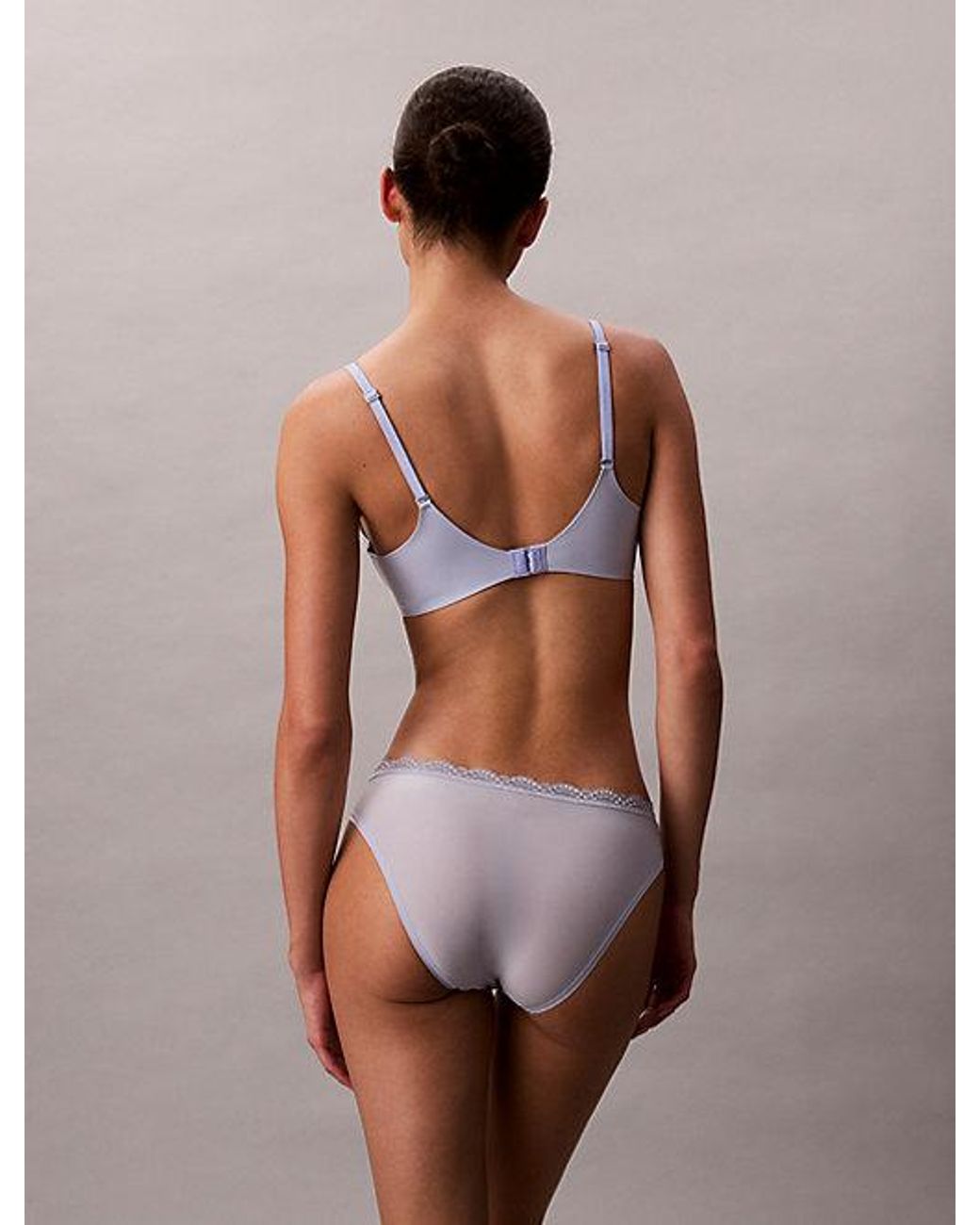 Calvin Klein Brown Bikini Briefs Microfibre Stretch With Lace