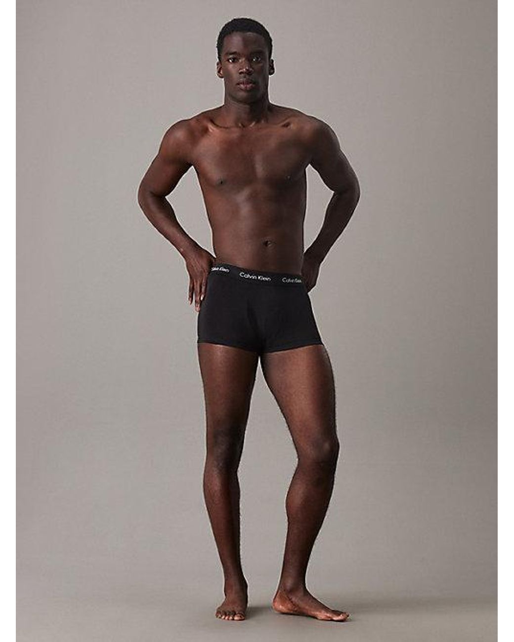 Calvin Klein Black 5 Pack Low Rise Trunks Cotton Stretch for men