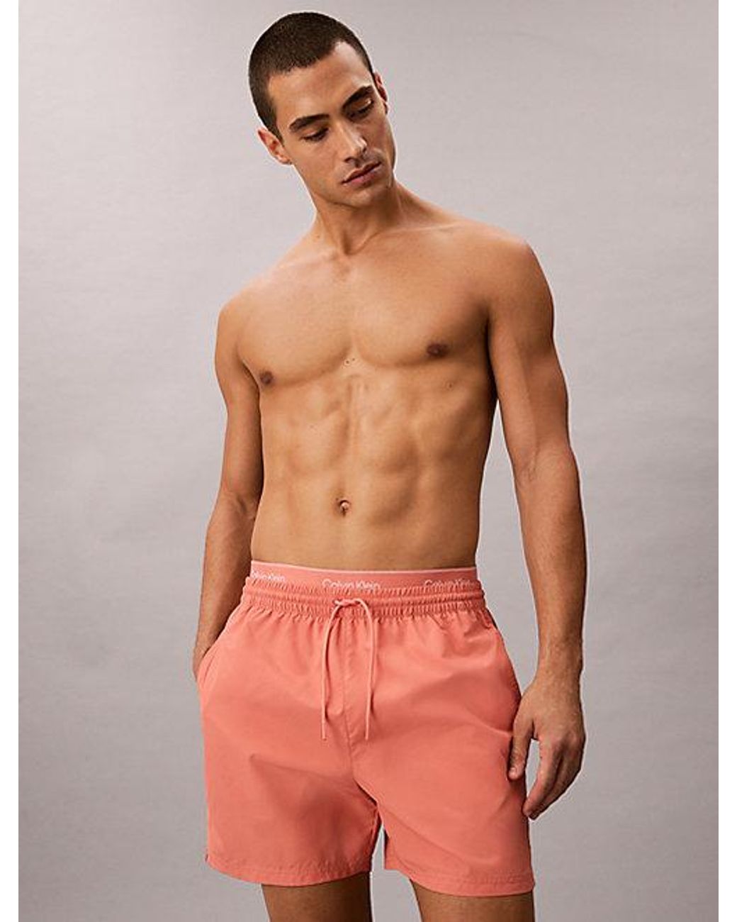 Calvin Klein Red Medium Drawstring Swim Shorts Ck Essentials for men