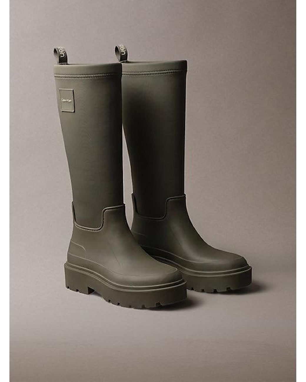 Calvin Klein Green Knee High Flexible Lug Sole Rainboots
