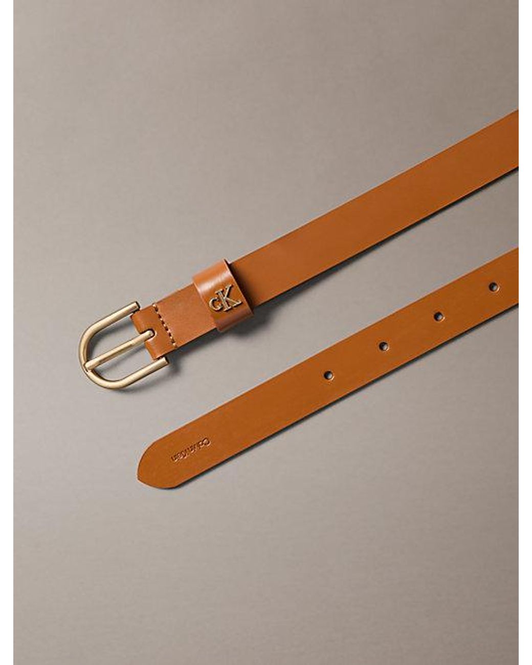 Calvin Klein Brown Monogram Rounded Buckle Belt