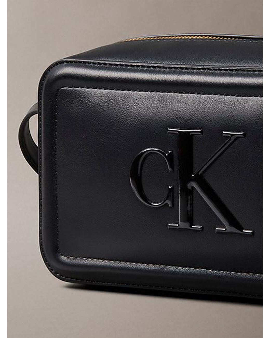 Calvin Klein Black Embossed Monogram Camera Bag