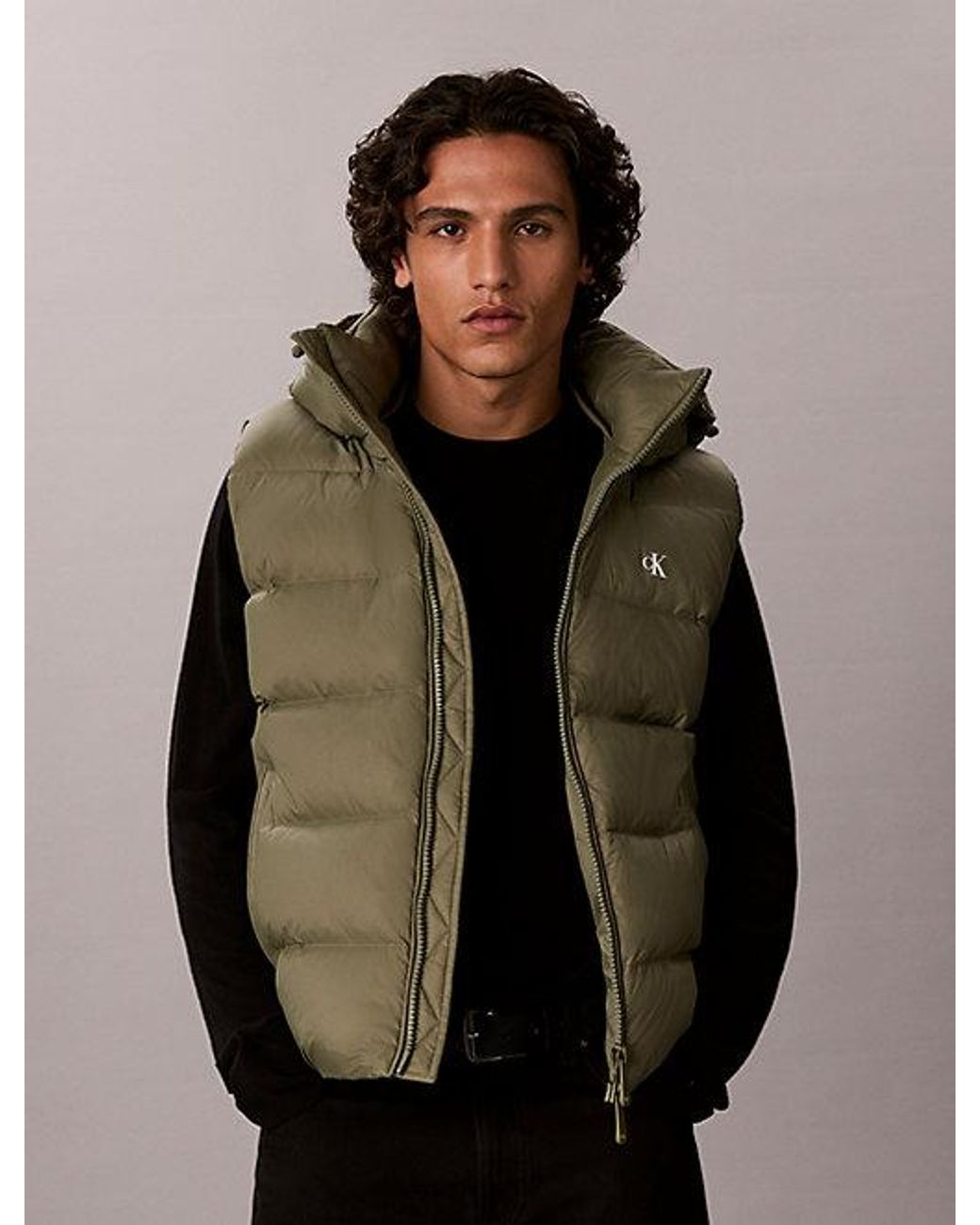 Calvin Klein Green Jeans Hooded Down Puffer Gilet for men