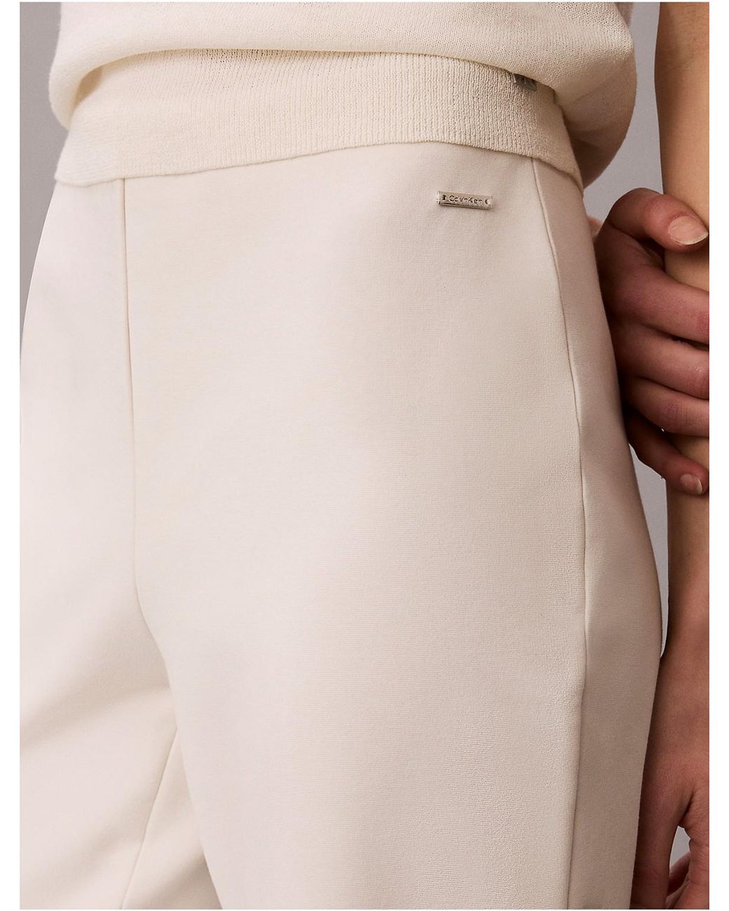 Calvin Klein Natural Ponte Cropped Flared Pants