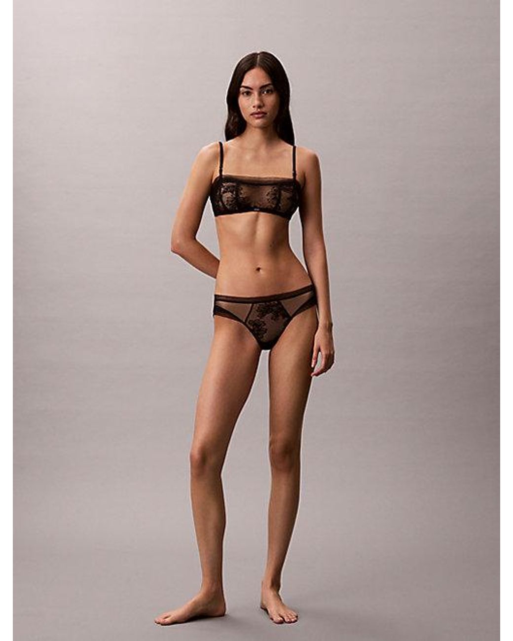 Calvin Klein Black Bikini Briefs Ck Lace Floral