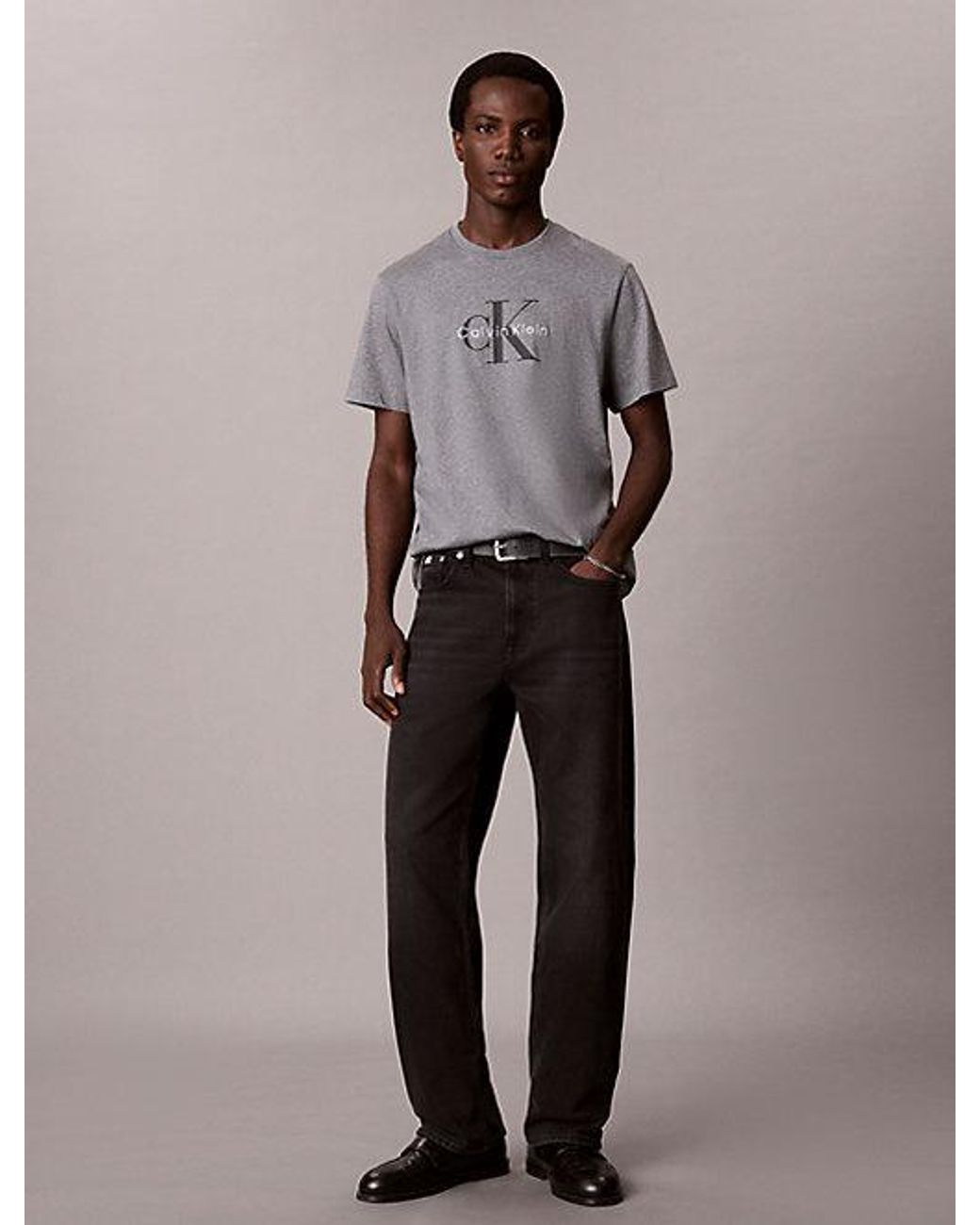 Calvin Klein Gray Jeans Monologo T-Shirt for men