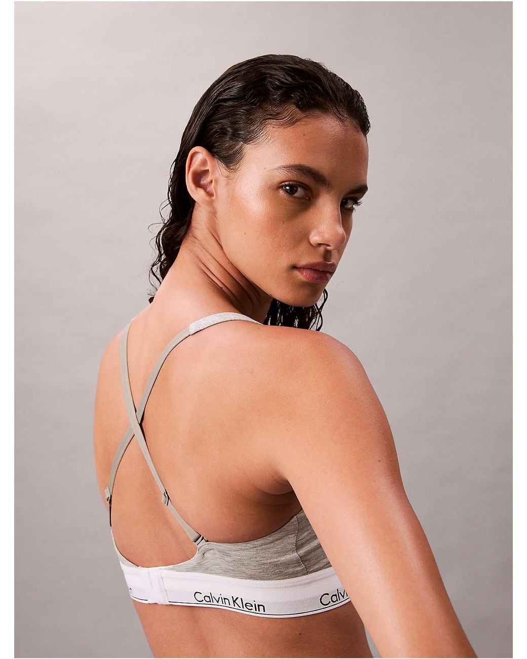 Calvin Klein Gray Lightly Lined Bralette Icon Cotton Modal