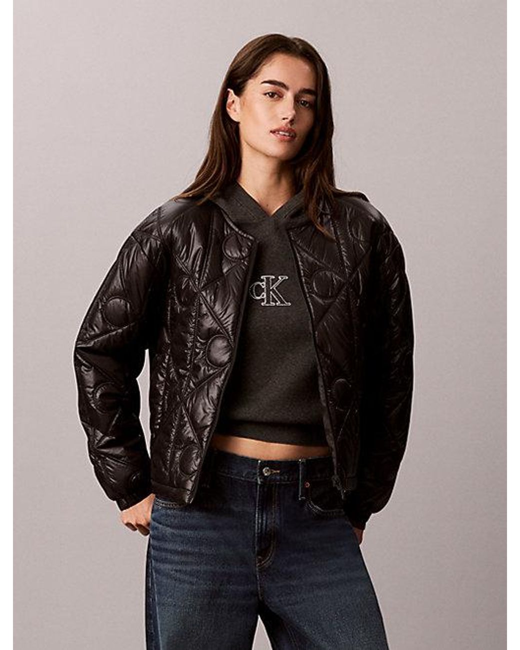 Calvin Klein Black Jeans Quilted Reversible Liner Jacket