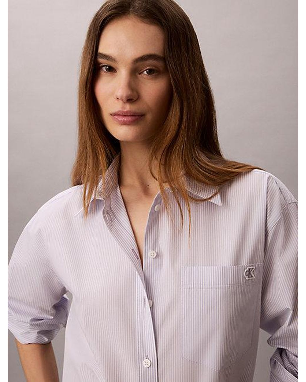 Calvin Klein Multicolor Jeans Relaxed Cotton Poplin Stripe Shirt