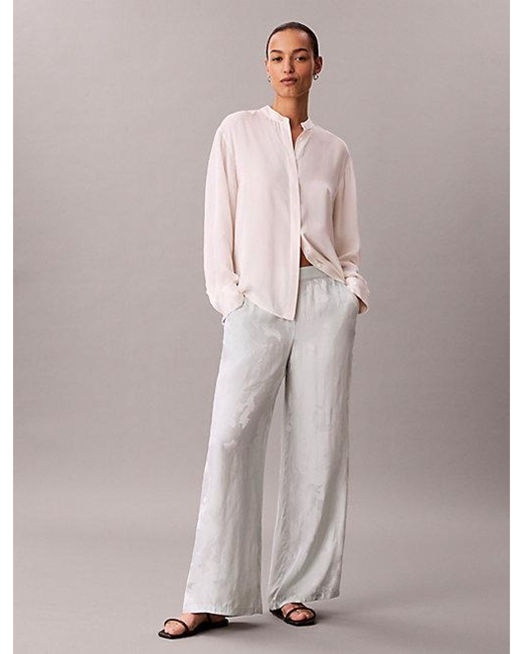 Calvin Klein Multicolor Viscose Jacquard Floral Trousers