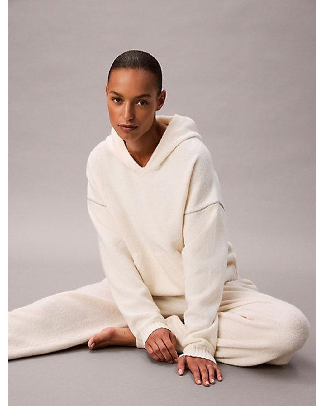 Calvin Klein Natural Plush Sweater Lounge Hoodie Ultra Soft Plush