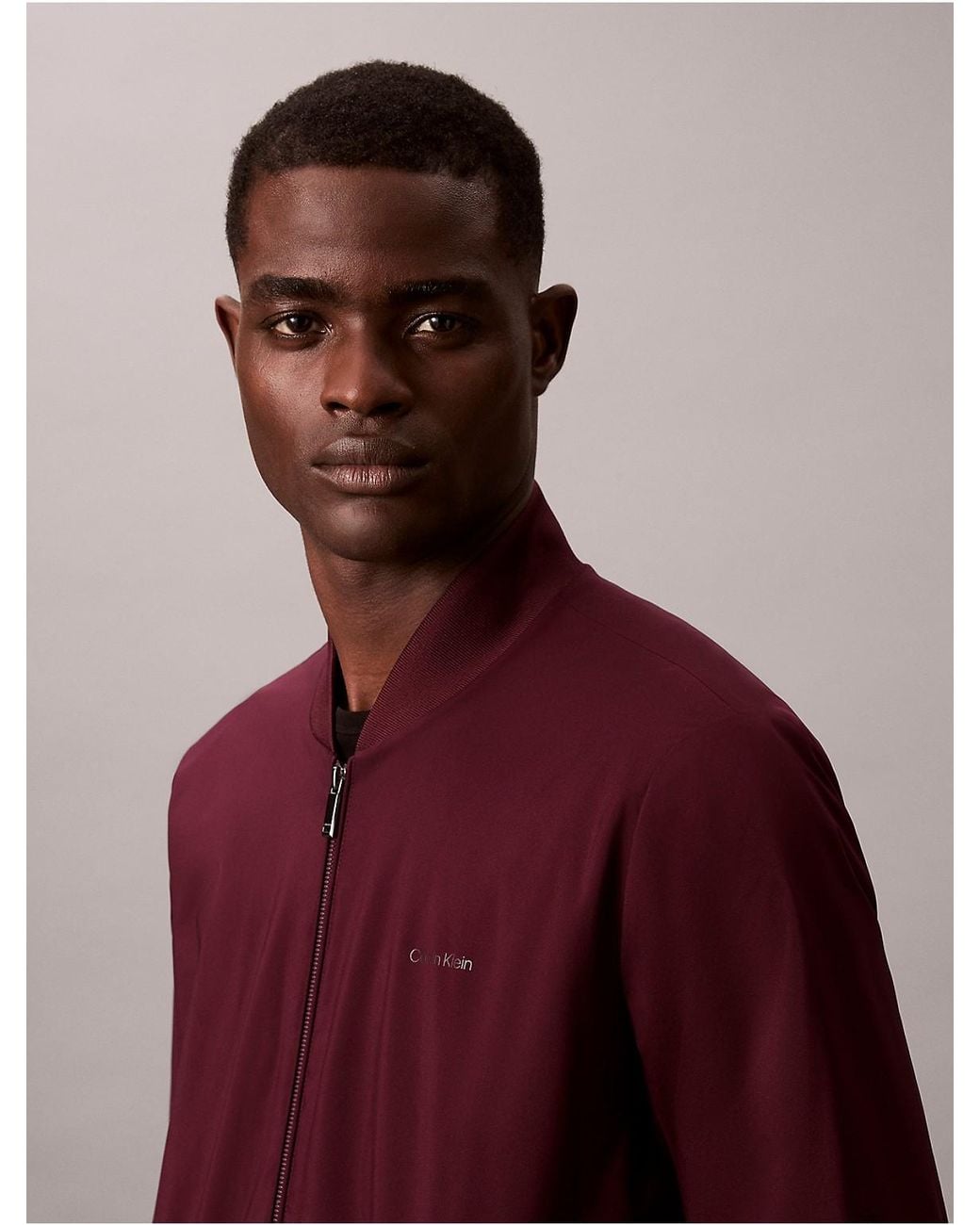 Calvin Klein Red Matte Bomber Jacket for men