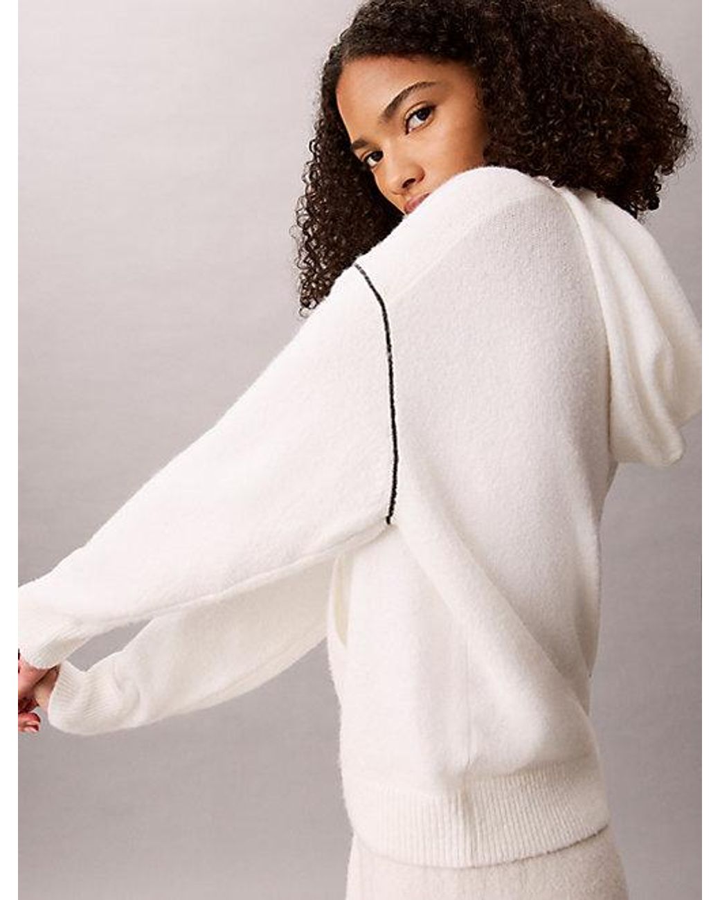 Calvin Klein Natural Plush Sweater Lounge Hoodie Ultra Soft Plush