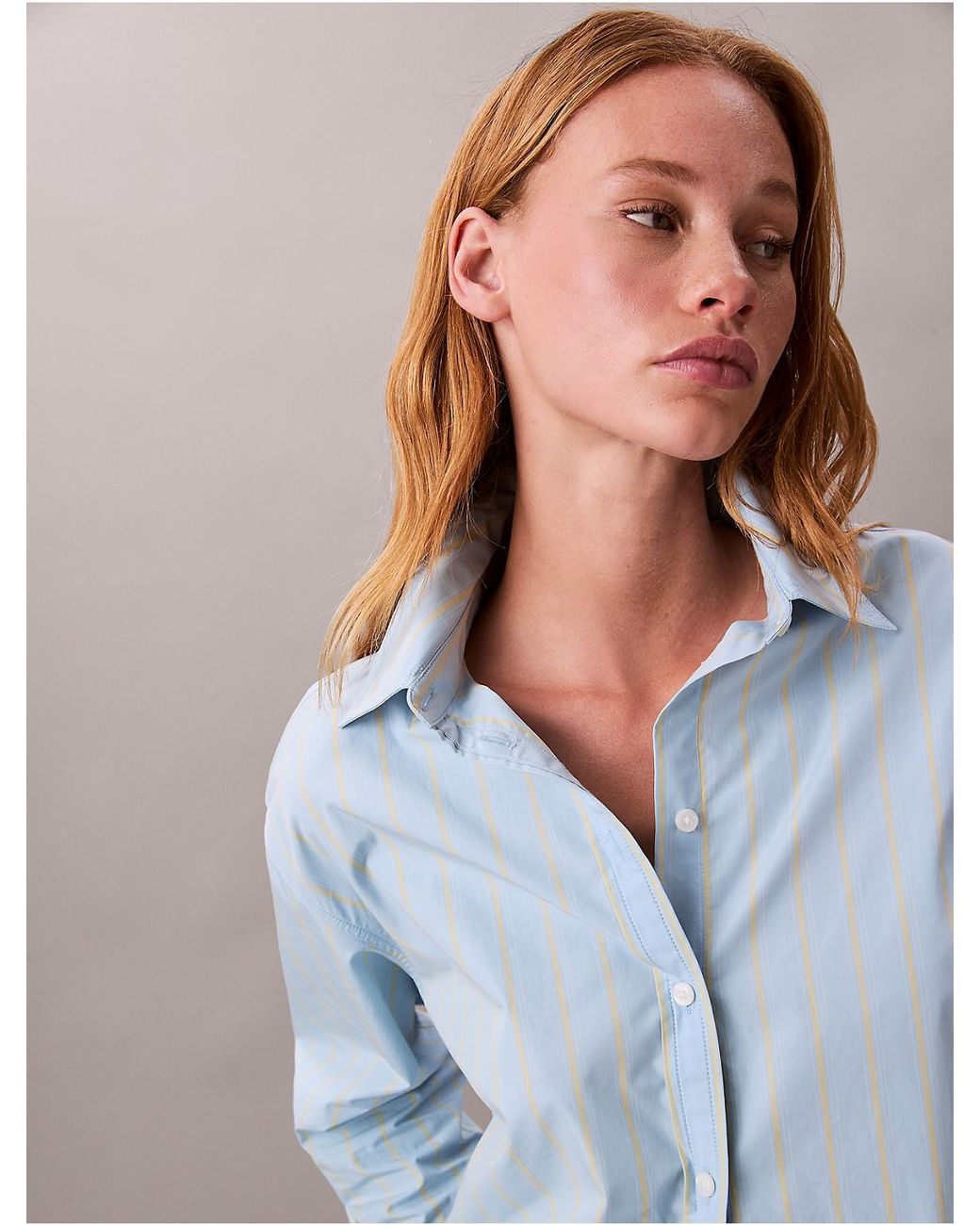 Calvin Klein Blue Striped Button-Up Shirt
