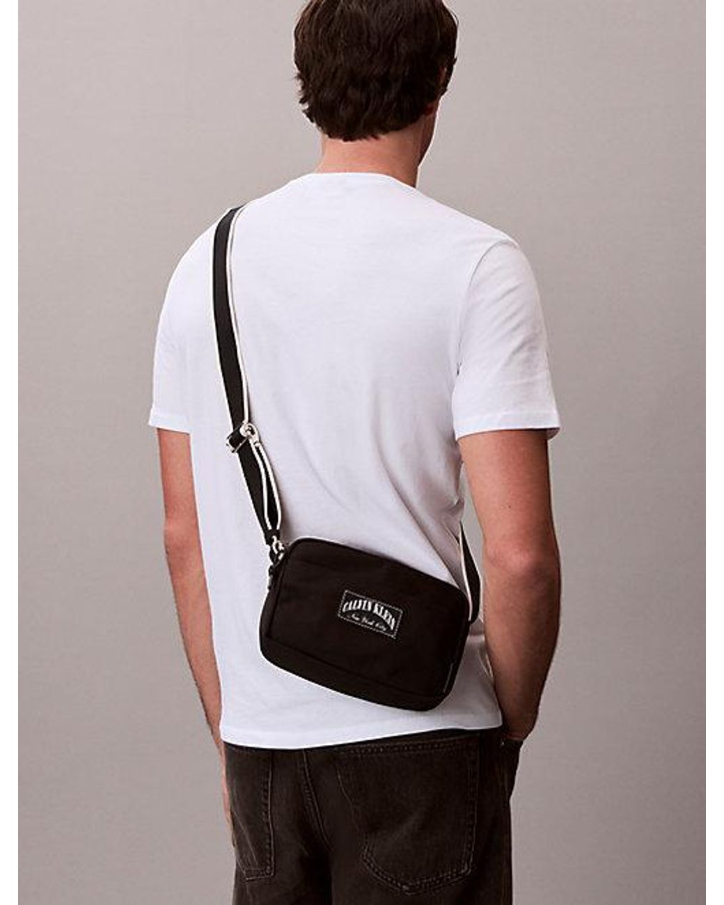 Calvin Klein Black Heritage Logo Crossbody Camera Bag for men