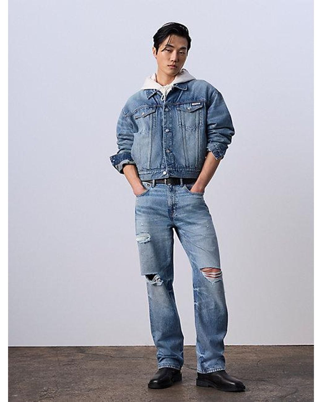 Calvin Klein Blue Jeans Jung Kook For 90S Straight Jeans for men