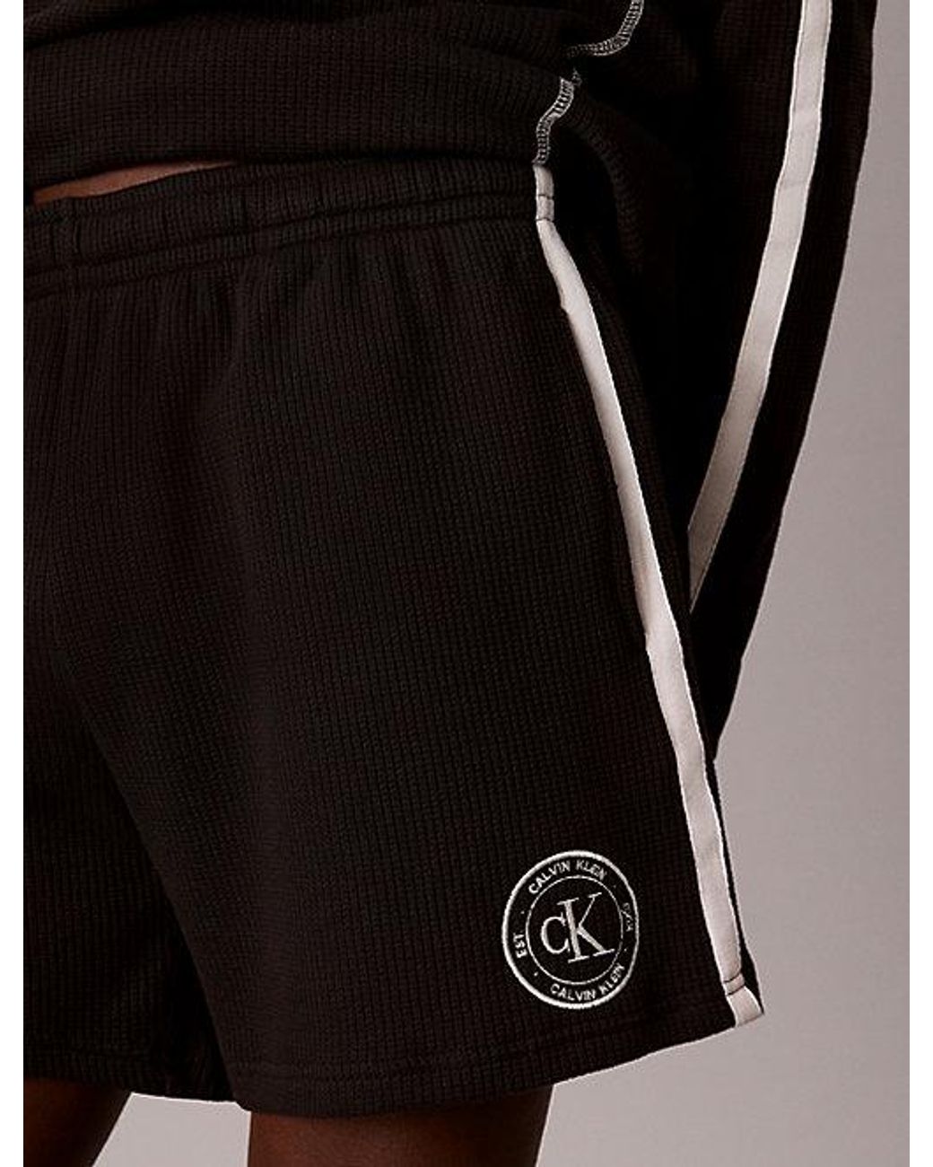Calvin Klein Black Soft Waffle Lounge Shorts for men