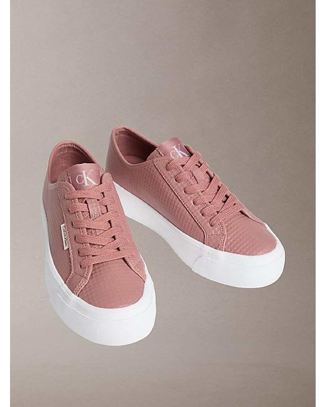 Calvin Klein Pink Valentina Leather Platform Trainers