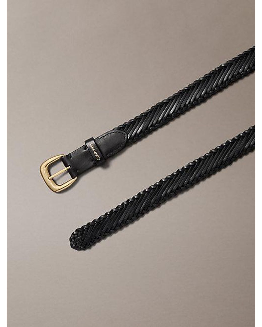 Calvin Klein Multicolor Braided Leather Chunky Buckle Belt