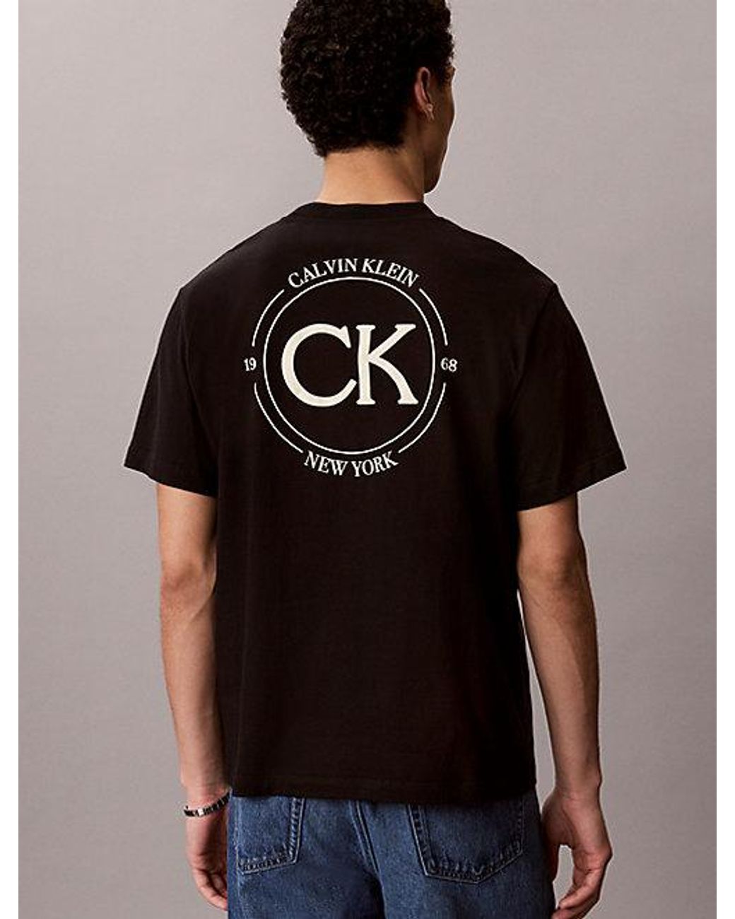 Calvin Klein Black Jeans Embroidered Logo T-Shirt for men