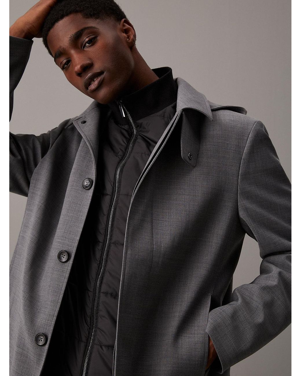 Car Coat Grey Calvin Klein Coat Calvin Klein Wool Blend Car Coat