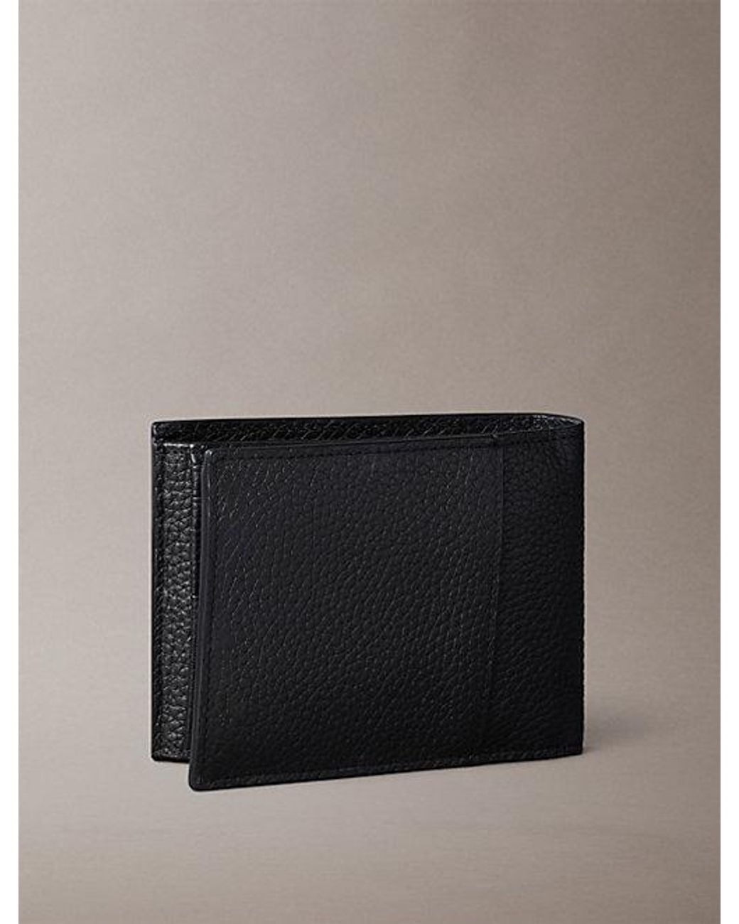 Calvin Klein Gray Full Grain Leather Rfid Trifold Wallet for men