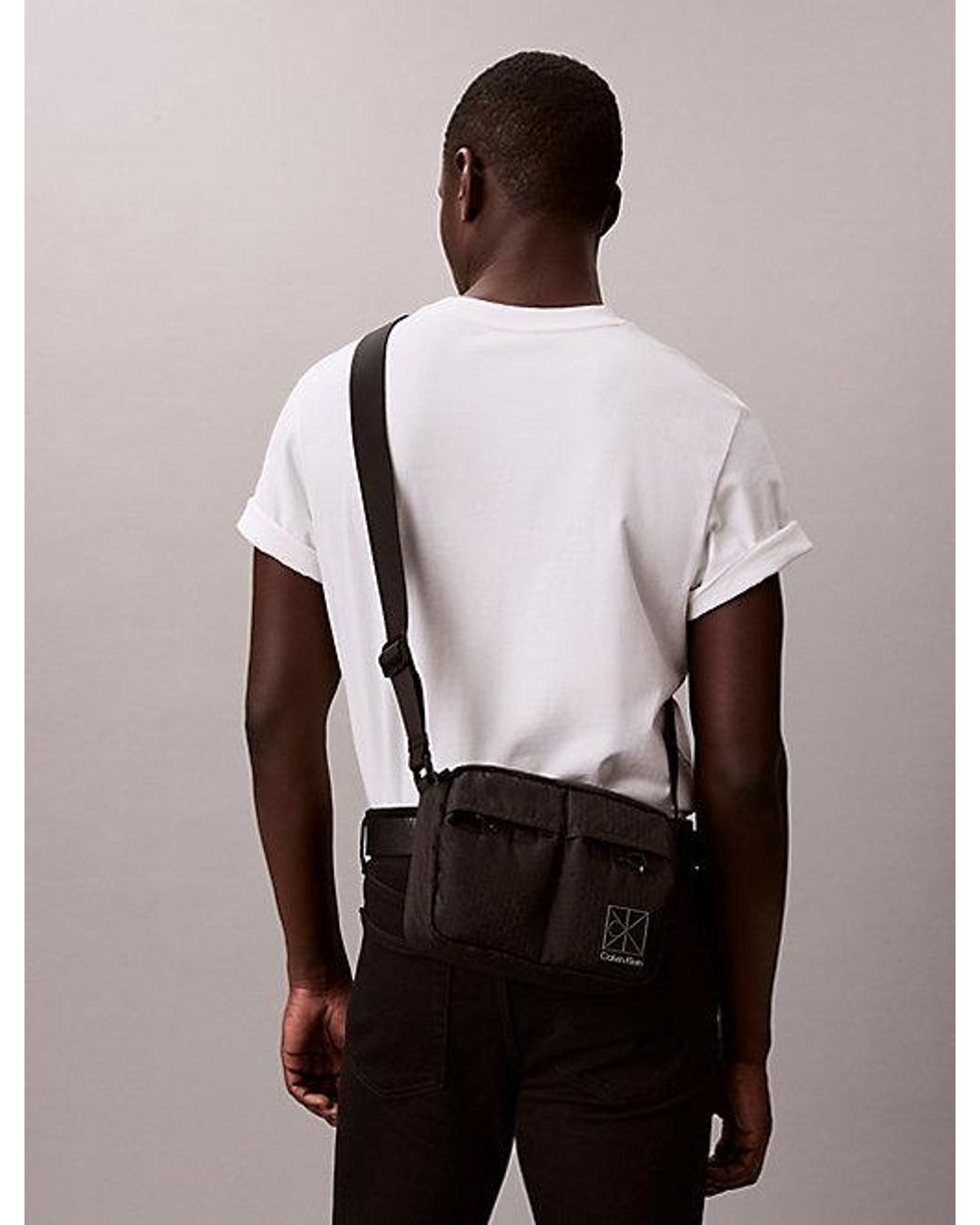 Calvin Klein Black Water Repellent Ripstop Crossbody Camera Bag for men
