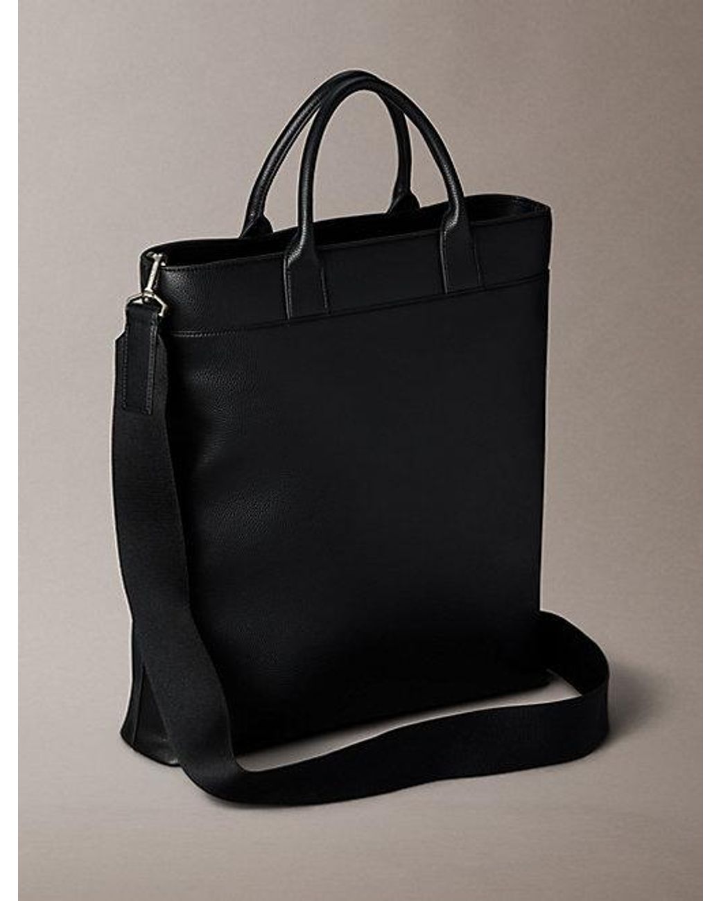 Calvin Klein Black Raised Logo Slim Commuter Bag for men