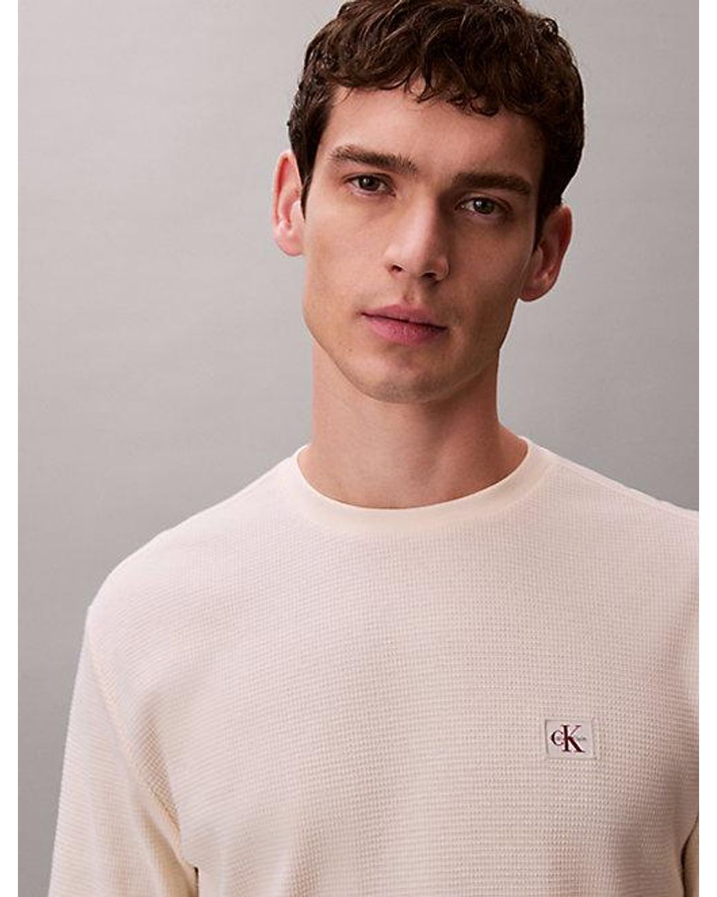 Calvin Klein Gray Jeans Long Sleeve Waffle T-Shirt for men