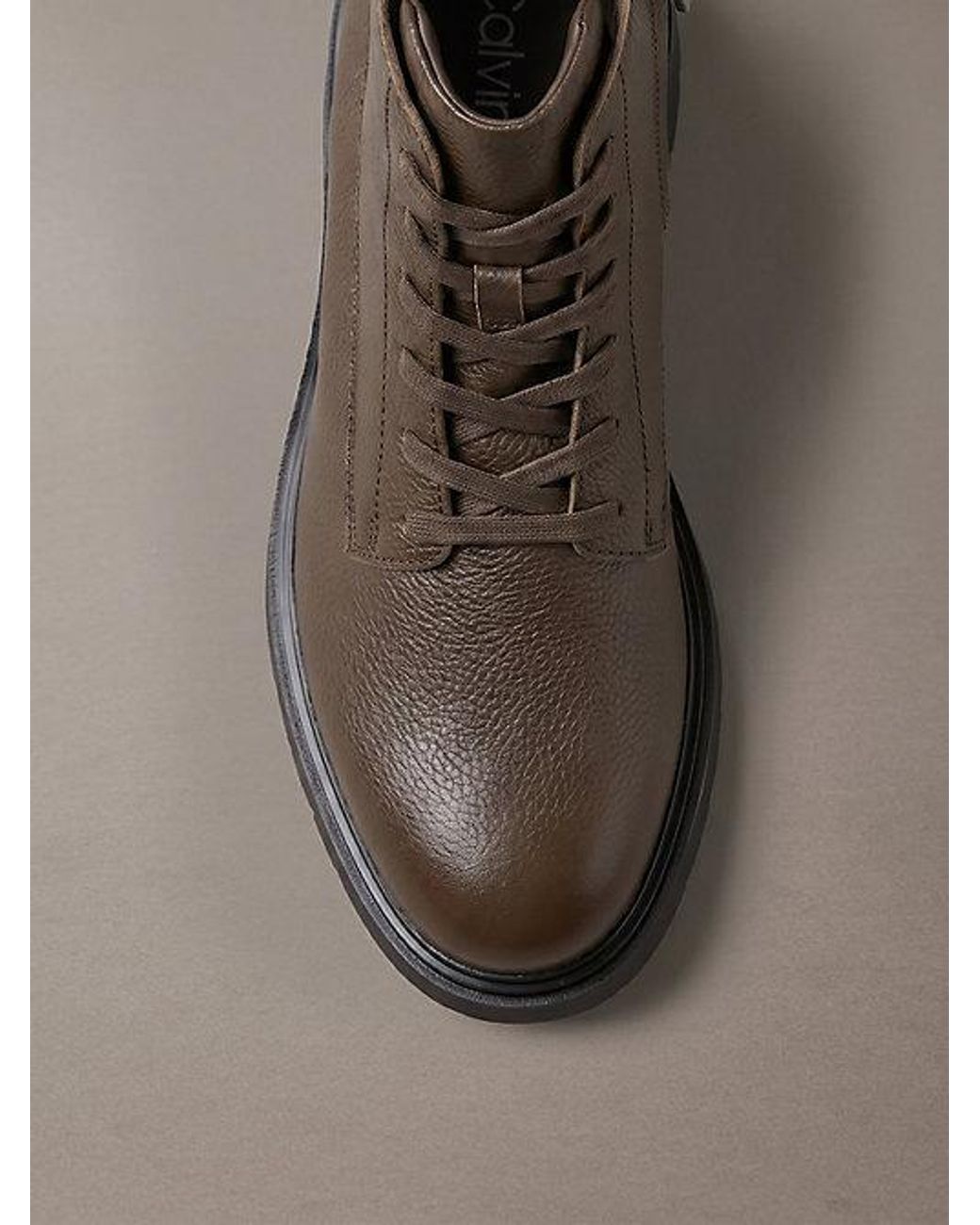 Calvin Klein Brown Jeans Leather Zip Lace Up Boots for men