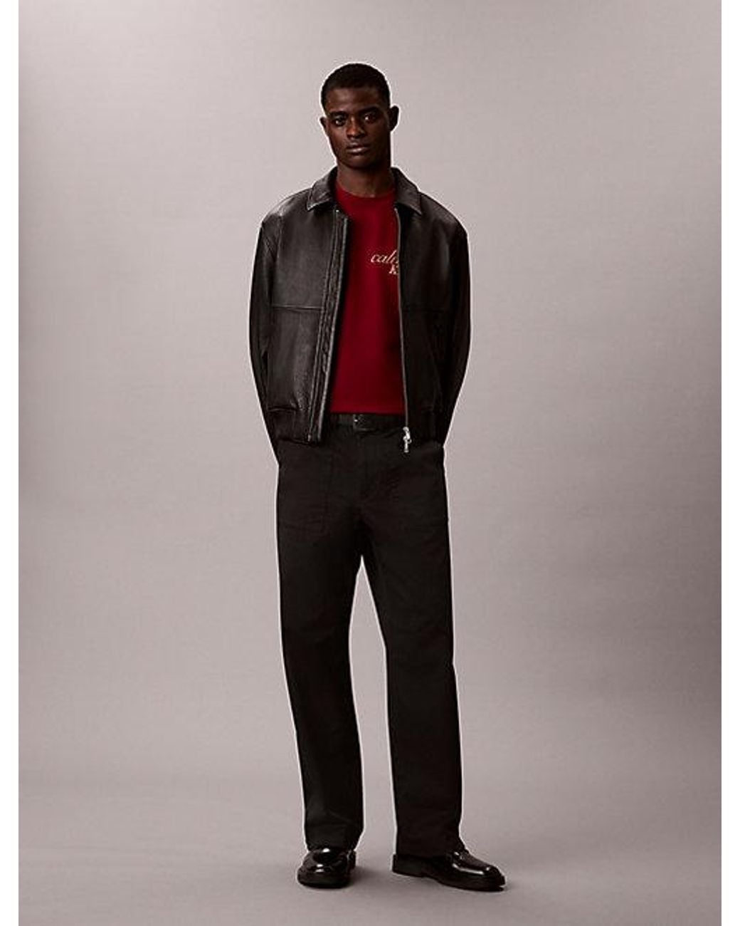 Calvin Klein Red Jeans Heavy Jersey Back Logo T-Shirt for men