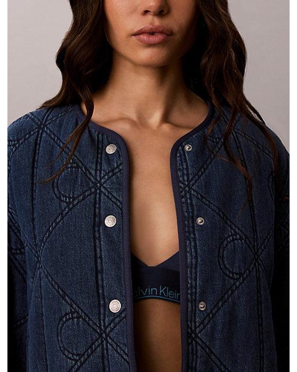 Calvin Klein Blue Jeans Quilted Denim Liner Jacket